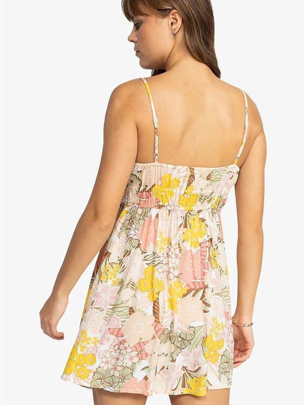 Roxy LA VIDA Floral  Mini Dress in Pink, Yellow & Cream SIZE MEDIUM - Picture 3 of 9